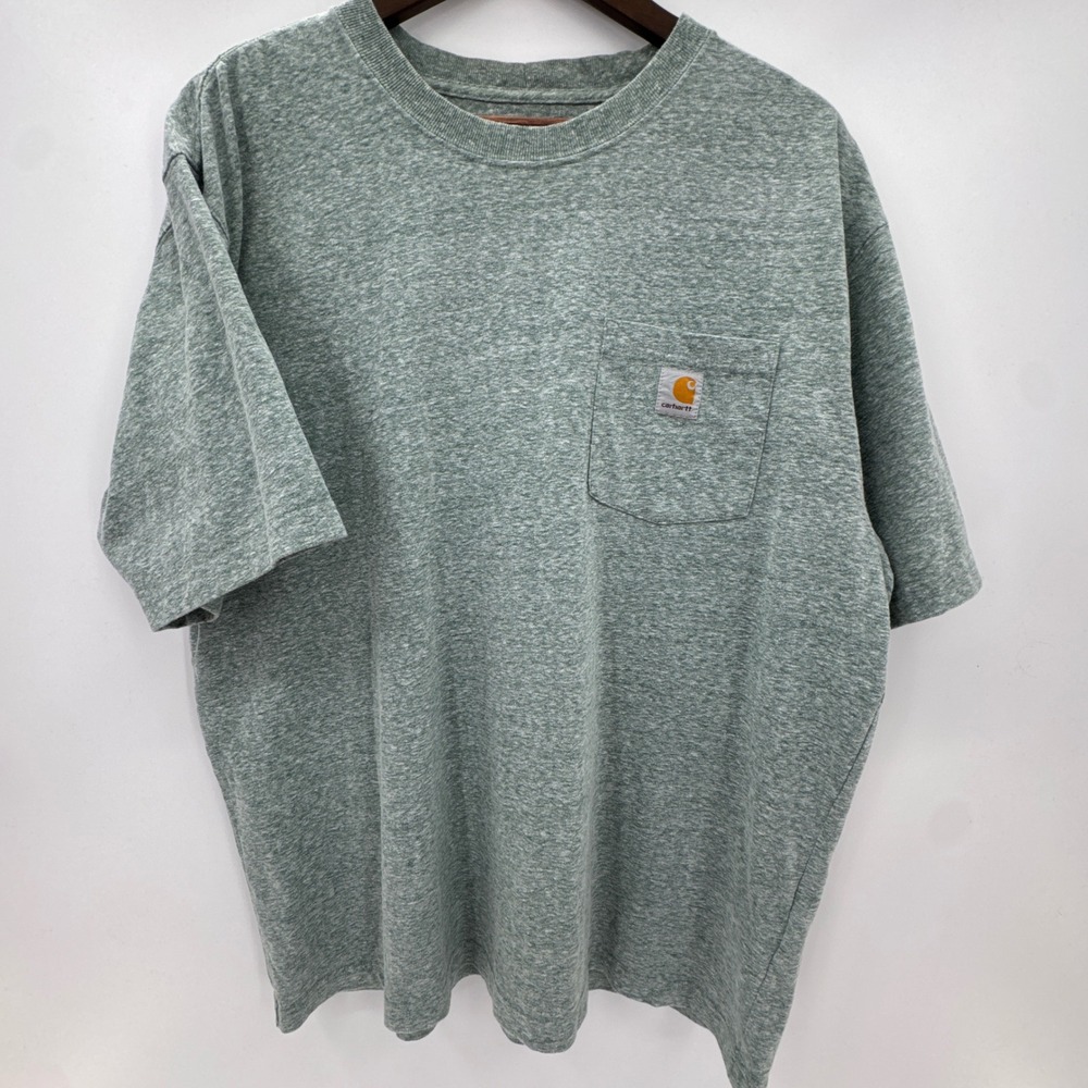Carhartt Pocket Tee‎ Shirt Mens Large Green Heather Cotton Original Fit Workwear